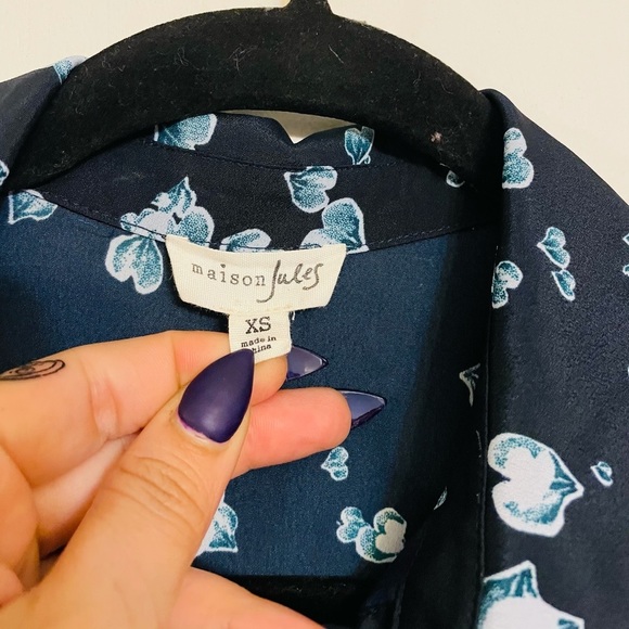 Maison Jules Blue Floral Long Sleeve Dress - Picture 11 of 11